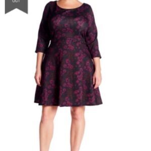 Alexia Admor 2X Plus Dress Floral Purple Fit Flare